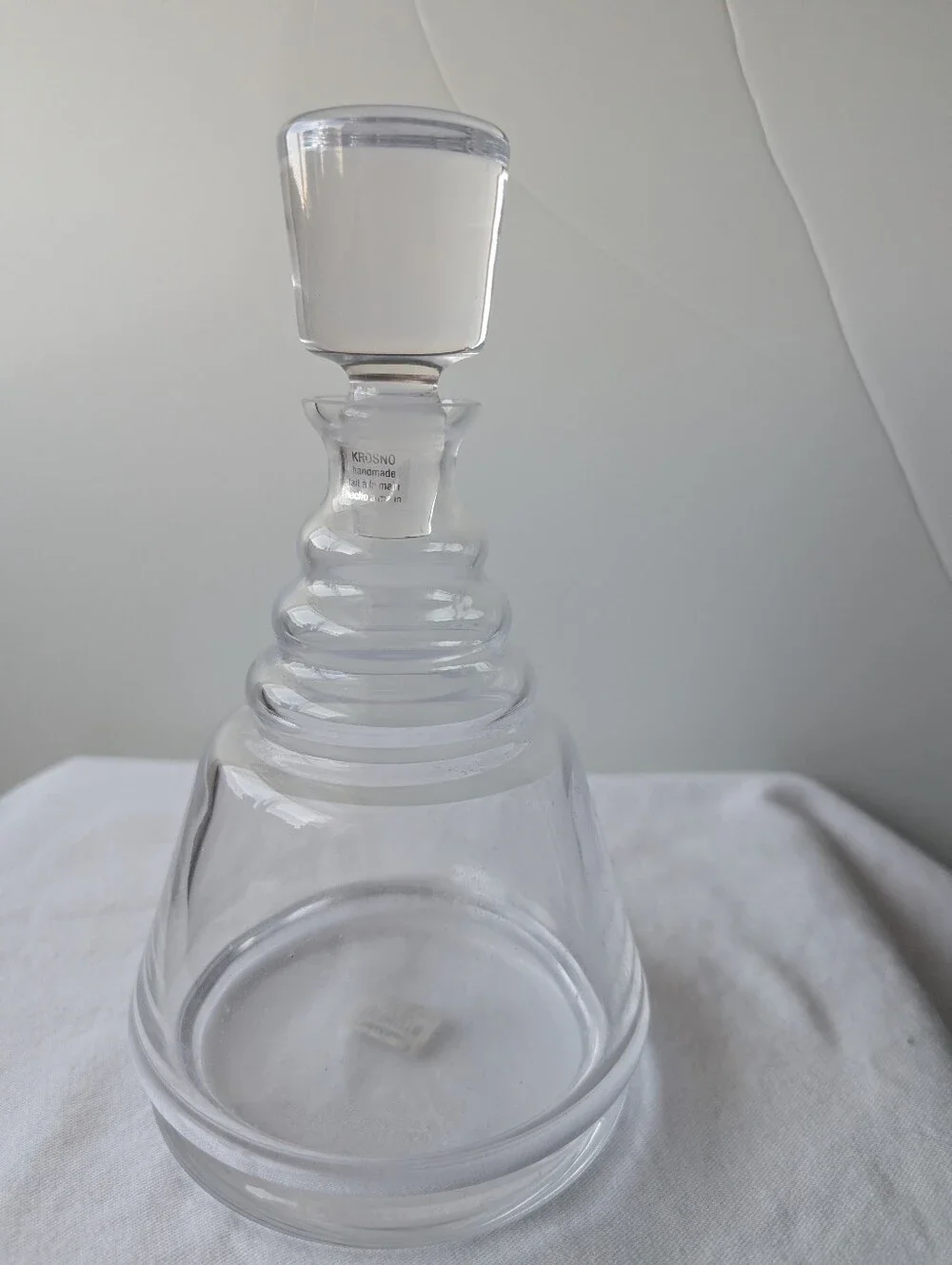 Crate&Barrel Krosno Poland Glass Wells Decanter with Stopper